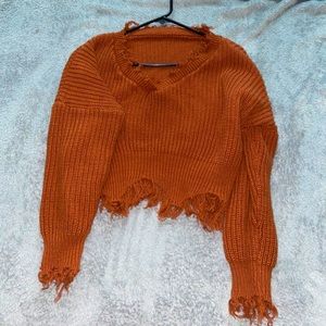Cropped Distressed Fall Sweater